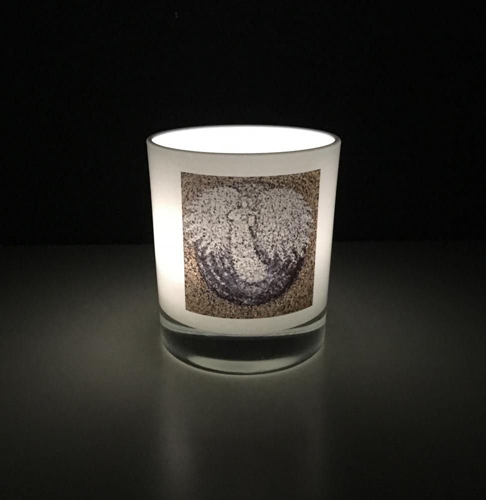 Teelichtglas "Michèle" durchscheinend mit Kerze oder Led-Licht